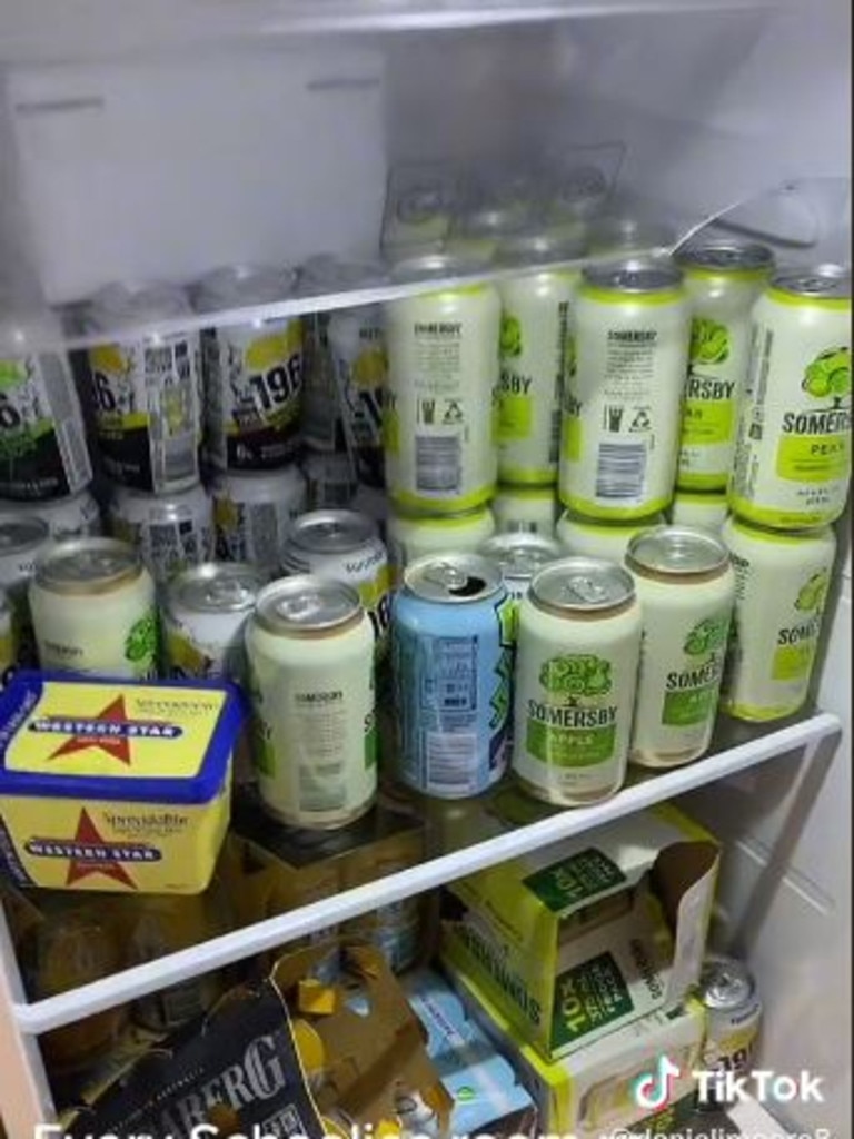 The fridge is packed full of drinks. Picture: danieljmoore8/TikTok