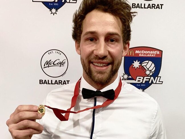 Alik Magin claims the Ballarat Football League Henderson Medal. Picture: BFL Facebook