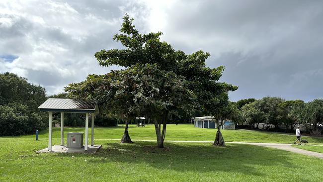 The Lions and Norrie Job Memorial Park in Coolum Beach where the alleged stabbings took place on March 30.