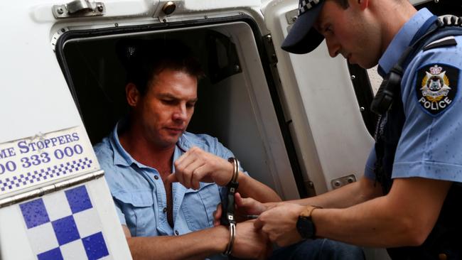 Ben Cousins leaves Fremantle Police Station.