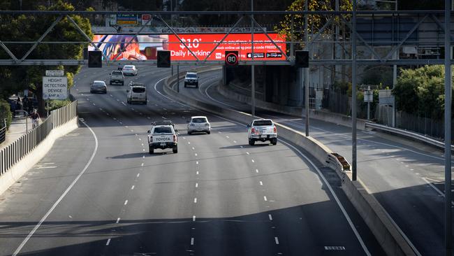 The CityLink tollway at Richmond, renowned for its congestion, is eerily quiet after the recent COVID lockdown. Picture: NCA NewsWire / Andrew Henshaw