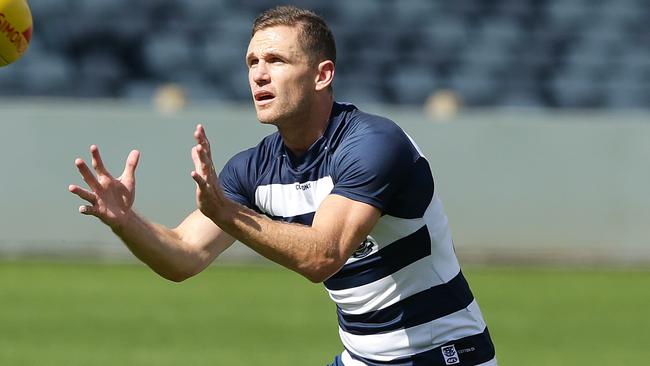 Joel Selwood at Geelong training. Picture: Alison Wynd