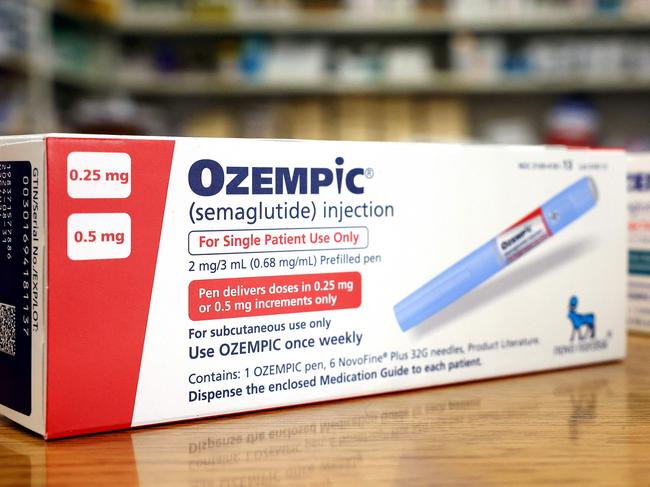 LOS ANGELES, CALIFORNIA - APRIL 17: In this photo illustration, boxes of the diabetes drug Ozempic rest on a pharmacy counter on April 17, 2023 in Los Angeles, California. Ozempic was originally approved by the FDA to treat people with Type 2 diabetes- who risk serious health consequences without medication. In recent months, there has been a spike in demand for Ozempic, or semaglutide, due to its weight loss benefits, which has led to shortages. Some doctors prescribe Ozempic off-label to treat obesity. (Photo illustration by Mario Tama/Getty Images) (Photo by MARIO TAMA / GETTY IMAGES NORTH AMERICA / Getty Images via AFP)