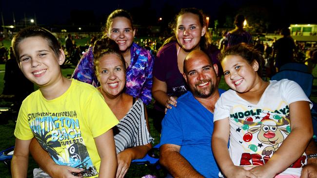 Jane and Simon Donaldson with their children from left, Aedan, 11, Leah, 13, Ashlea, 13, and Emma, 9 on New Year’s Eve 2015 at North Ipswich Reserve. Picture: David Nielsen