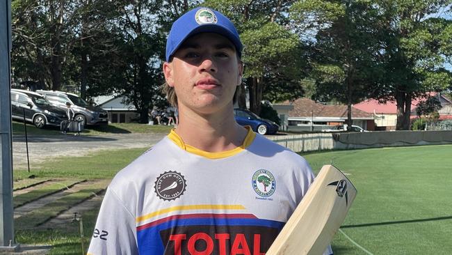 Xander Carstens after scoring 117 runs for Northern District v Sutherland, U16s AW Green Shield, NSW Premier Cricket, R6, Tuesday, January 14, 2025 at Sutherland Oval. Picture: Jason Hosken - News Corp