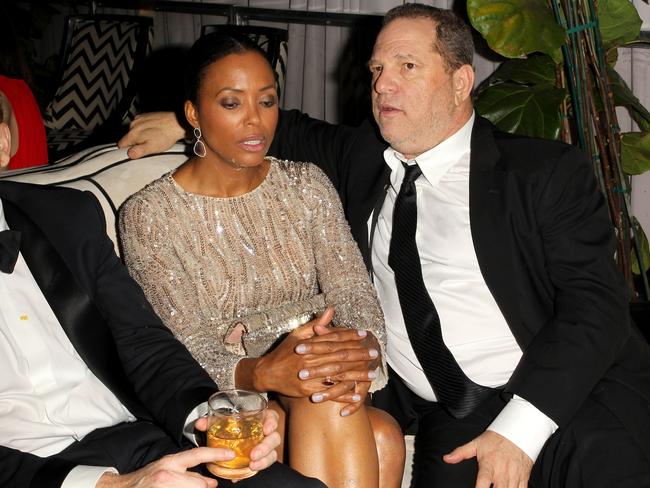 Actress Aisha Tyler (L) and Harvey Weinstein attend The Weinstein Company &amp; Netflix's 2015 Golden Globes After Party in 2015. Picture: Rachel Murray