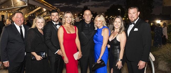 At LifeFlight Toowoomba Gala are (from left) Robert Land, Samantha Duggan, Doug Sizer, Kellie O'Regan, Mark Tobin, Fiona Tobin, Bronwen Howell and Nathan Howell at The Goods Shed. Picture: Kevin Farmer