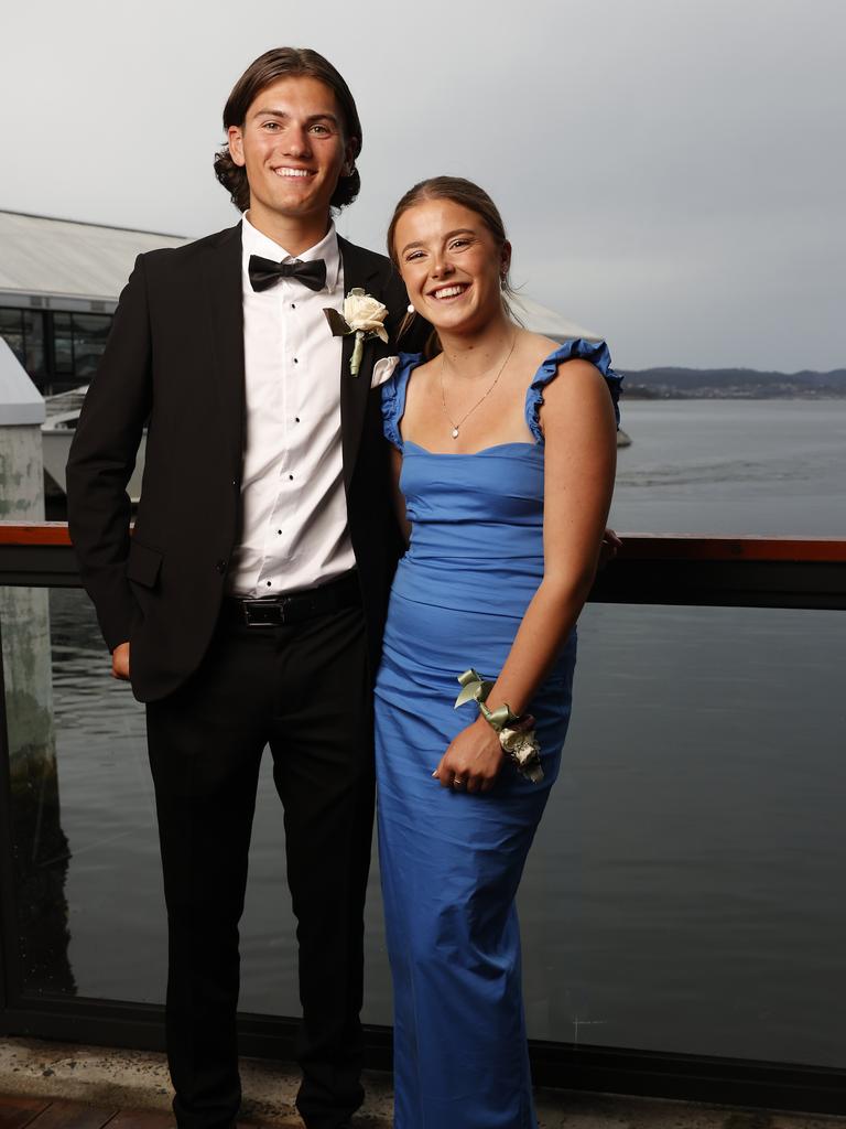 James Scott and Harriet Badenach. Fahan School leavers dinner 2023 at Franklin Wharf. Picture: Nikki Davis-Jones