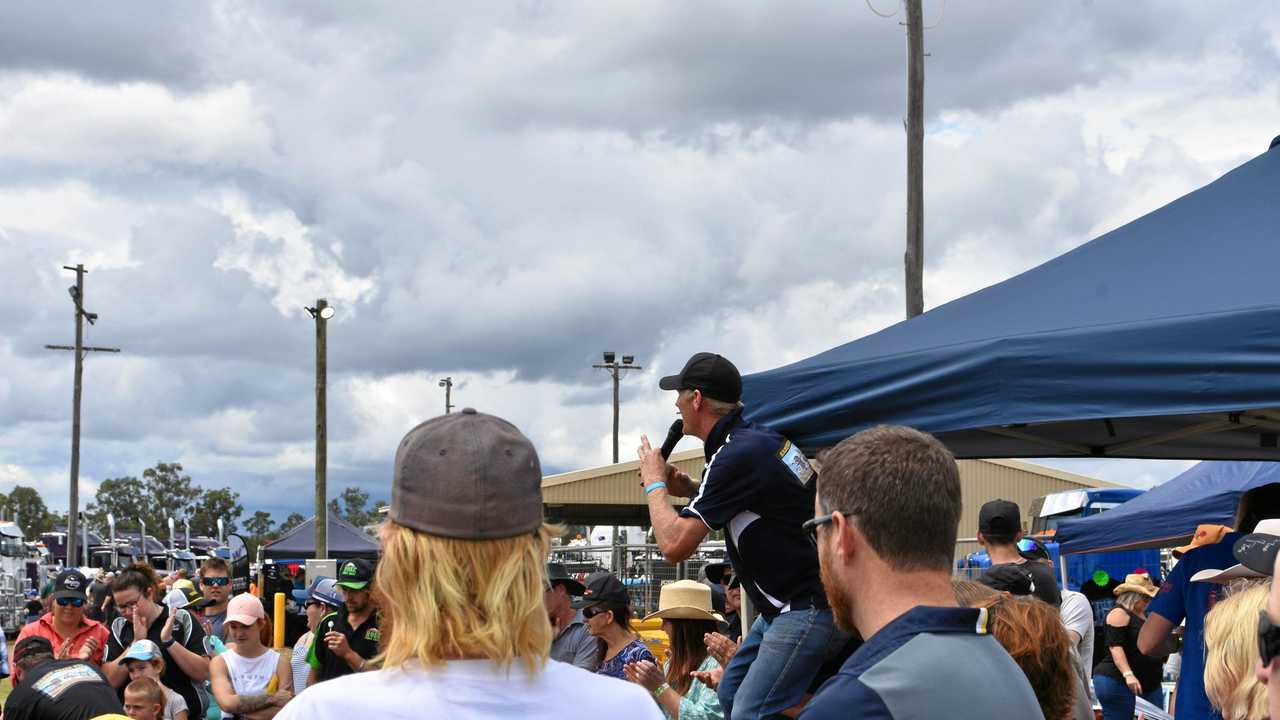 Jim Rasher was not so rash as to predict the outcome of the pig races, presented by Noah's Thoroughbred Pig Races. Picture: Arthur Gorrie