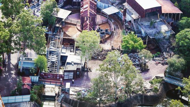 The Thunder River Ride being removed after the tragedy. Picture: NIGEL HALLETT