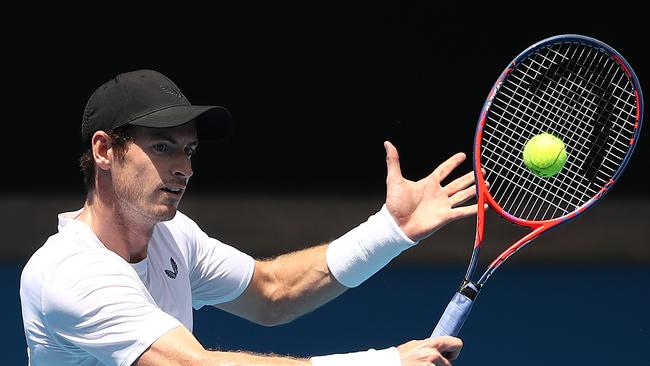 Andy Murray on the practice court ahead of his Australian Open first round clash. Picture: Getty Images