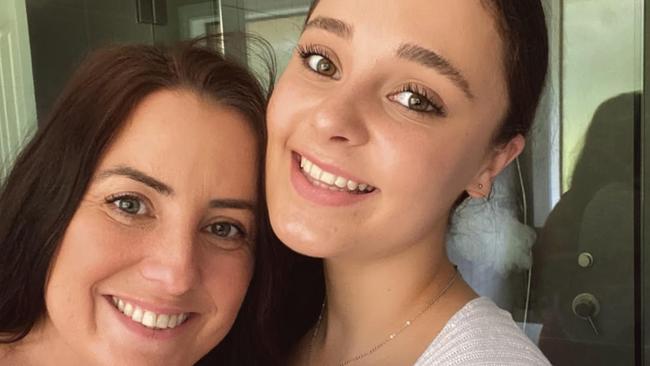 Alera Celesti, right, is fighting to stay at Kardinia International College after the school ceased her enrolment. Pictured with her mum Heather Stevenson.