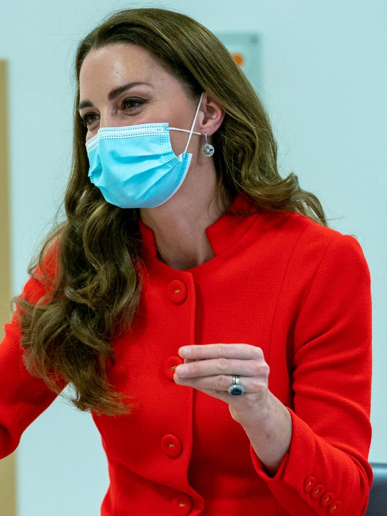 Kate and her ring at the Royal London Hospital Whitechapel on May 7, 2021. Picture: Arthur Edwards – WPA Pool/Getty Images