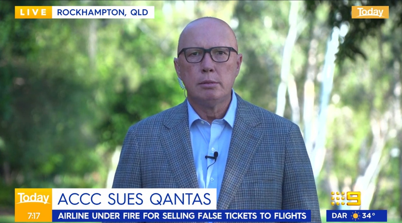 Peter Dutton weighed in on the Qantas scandal. Picture: Supplied.