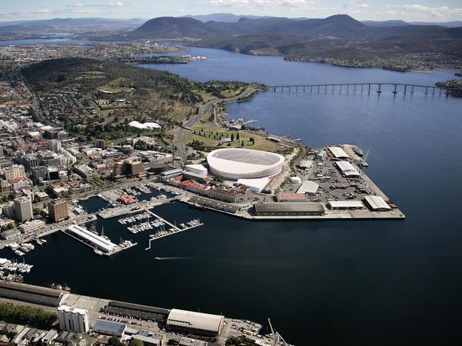 A concept design of what Hobart's new AFL stadium at Macquarie Point could look like. Images supplied by AFL