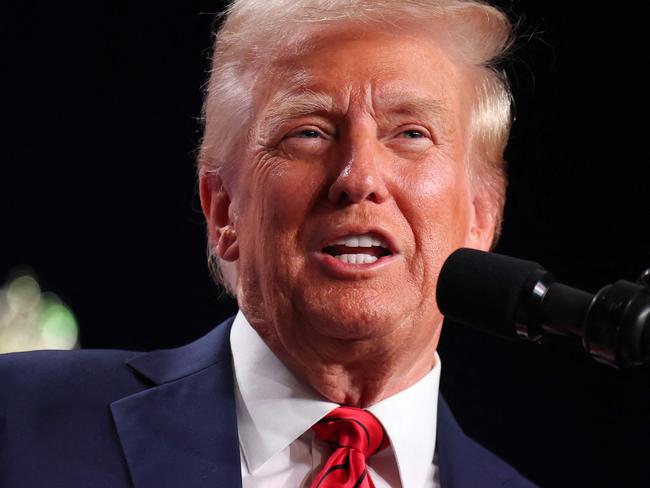 DORAL, FLORIDA - JANUARY 27: President Donald Trump addresses the 2025 Republican Issues Conference at the Trump National Doral Miami on January 27, 2025 in Doral, Florida. The three-day planning session was expected to lay out Trump's ambitious legislative agenda.   Joe Raedle/Getty Images/AFP (Photo by JOE RAEDLE / GETTY IMAGES NORTH AMERICA / Getty Images via AFP)