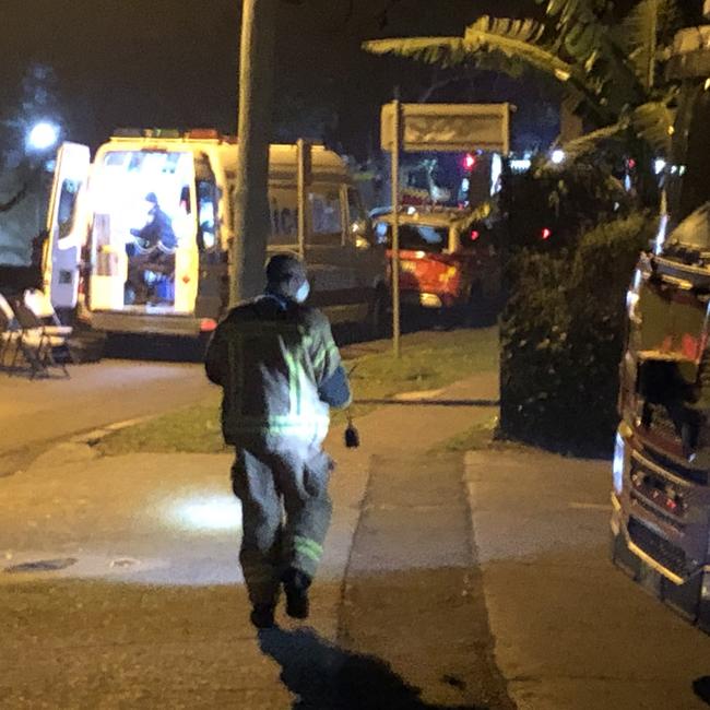 Police set up a command centre near the site of a factory fire. Picture: Jim O'Rourke