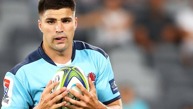 SYDNEY, AUSTRALIA - FEBRUARY 28: Jack Maddocks of the Waratahs catches a kick during the round five Super Rugby match between the Waratahs and the Lions at Bankwest Stadium on February 28, 2020 in Sydney, Australia. (Photo by Mark Kolbe/Getty Images)