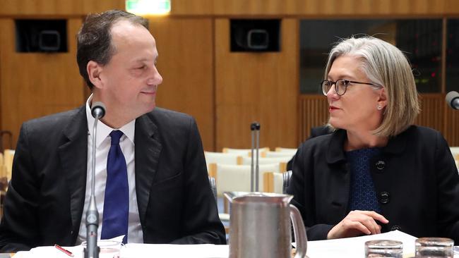 ASIC’s former chair, James Shipton, and former deputy chair Karen Chester. Picture: Gary Ramage