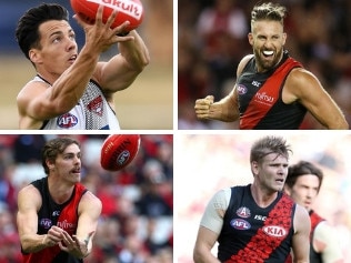 Michael Hurley, Joe Daniher, Cale Hooker and recruit Dylan Shiel form part of a talented nucleus at Essendon.