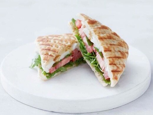 A delicious caprese salad sandwich.