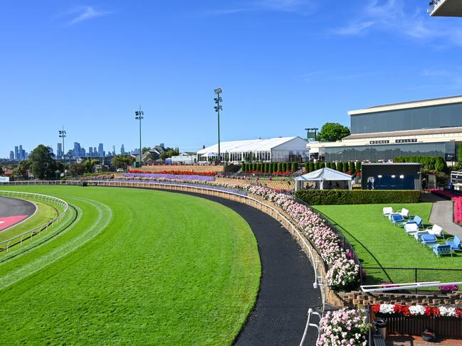 Ths sun shines on the 2024 Cox Plate Day at Moonee Valley Racecourse. Picture: Getty Images