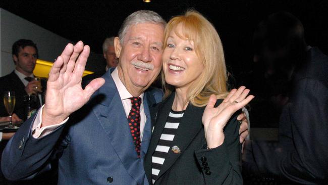 Reg Grundy and wife Joy Chambers at Powerhouse Museum in Sydney for opening of 'On The Box' exhibition.