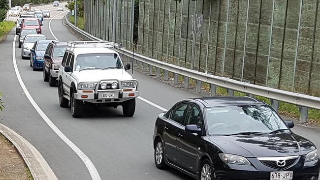 Photographs taken by Coomera MP Michael Crandon on off ramps showing crowding on the northern end of the Pacific Motorway at peak hour.