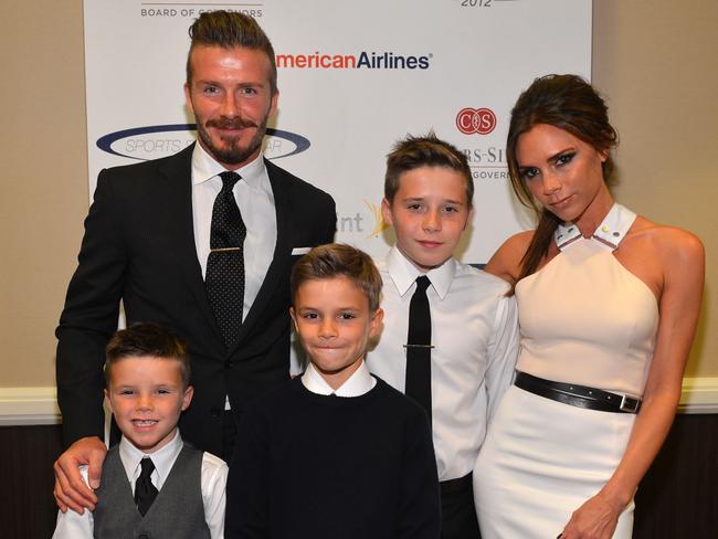 David Beckham, wife Victoria Beckham and sons Cruz, Romeo and Brooklyn Beckham in 2012.