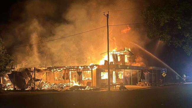 The Bollon Hotel west of St George in Queensland's southwest has burned down. Photo from social media.