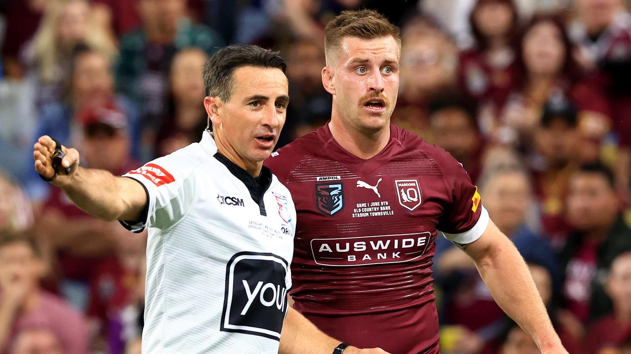 Referee Gerard Sutton called the shots in the State of Origin series opener at Queensland Country Bank Stadium, in Townsville. Picture: Adam Head