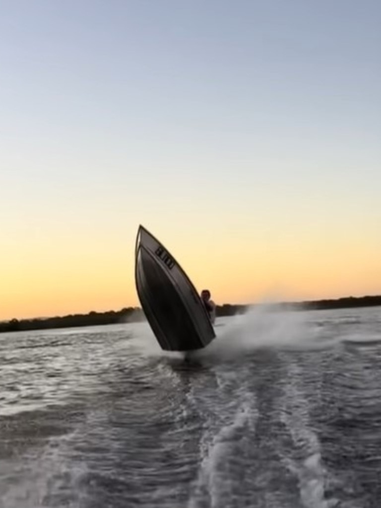 The so-called ‘tinnie rats’ film themselves performing dangerous stunts on jetskis and tinnie boats Picture: Nine.