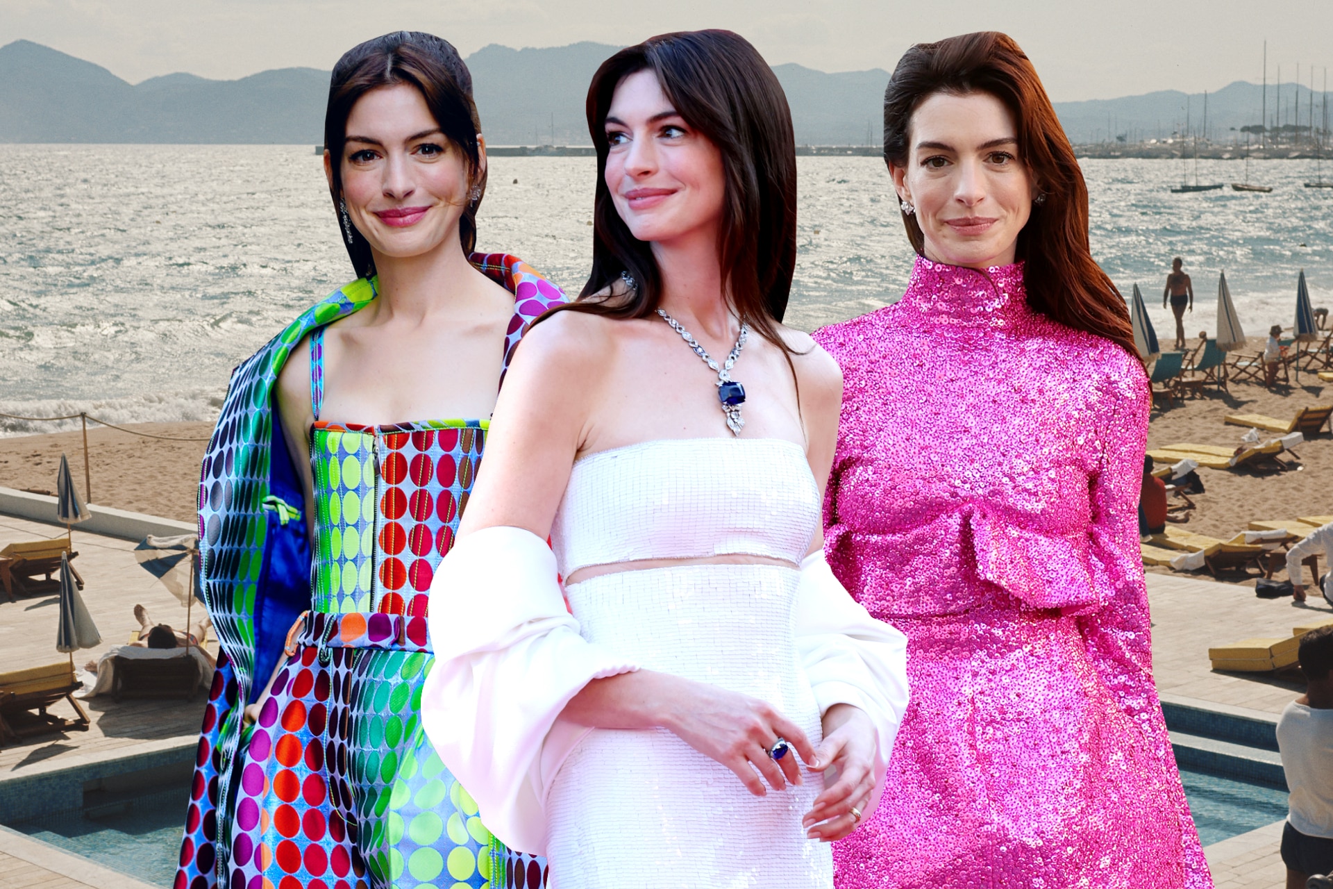 Anne Hathaway Wore Schiaparelli, Louis Vuitton & Valentino During