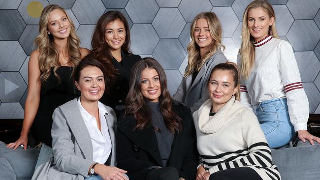 NSW Miss Universe Australia finalists (back l-r) Tasha Ross, Francesca Hung, Rosy Reilly, Ruby Compton, (front l-r) Jordy Simmonds, Emily Tokic and Tahlia Giumelli. Picture: Ian Currie