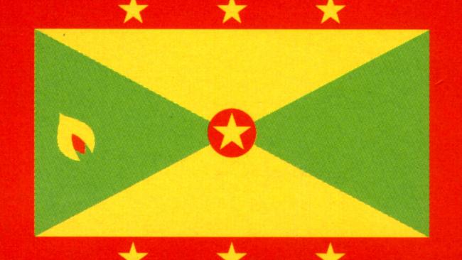 The object on the left of the Grenada flag isn’t a person or a flower.