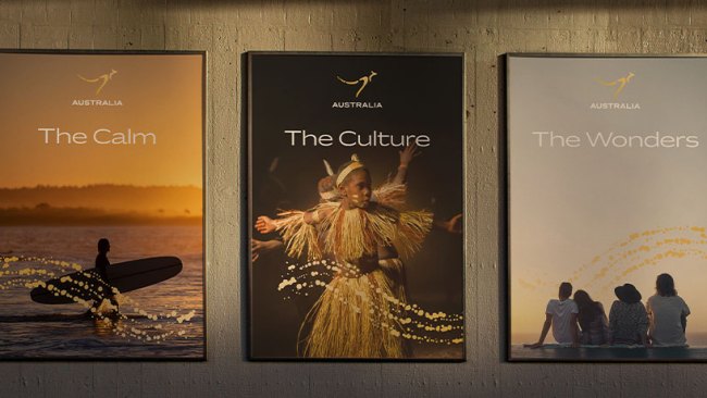 Artwork examples with Australia's new brand logo are seen. Picture: Supplied