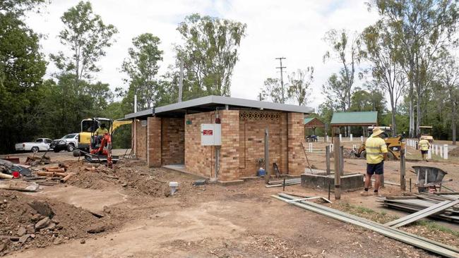 TAKING SHAPE: Work is ongoing at the Six Mile Creek rest stop toilet block. Picture: Jacob Carson