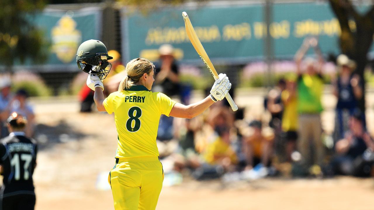 Ellyse Perry clubbed her way to a maiden ODI century at the Karen Rolton Oval.