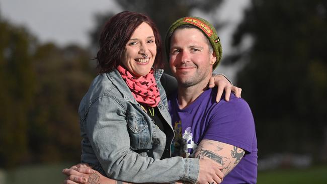 Michelle Lowe and her partner Nathan Gregory. Michelle used to operate the Cheffy Chelbys burger franchise down south, but now works in the community as an NDIS provider, mentoring youth and young adults. Picture: Keryn Stevens