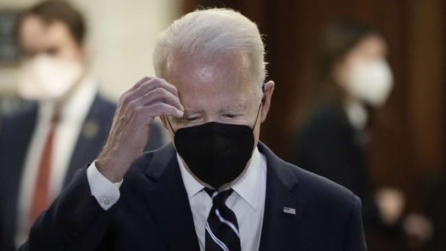 Joe Biden leaves a meeting with Senate Democrats on Capitol Hill last week. Picture: Getty Images