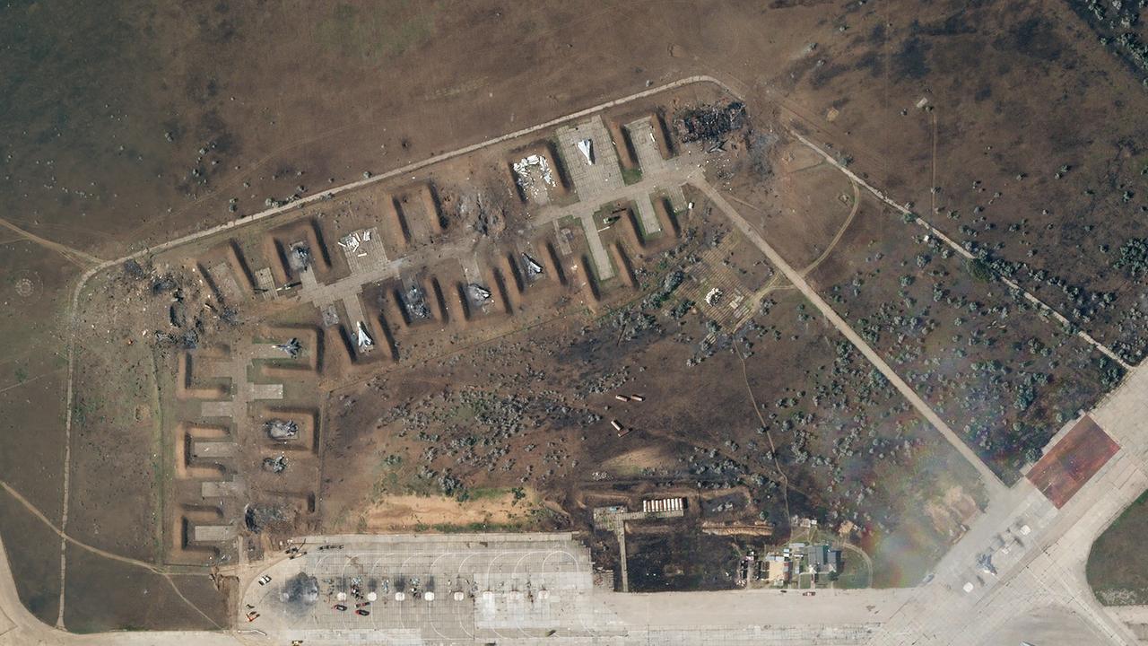 Saky airbase after the explosions. Picture: Planet Labs PBC