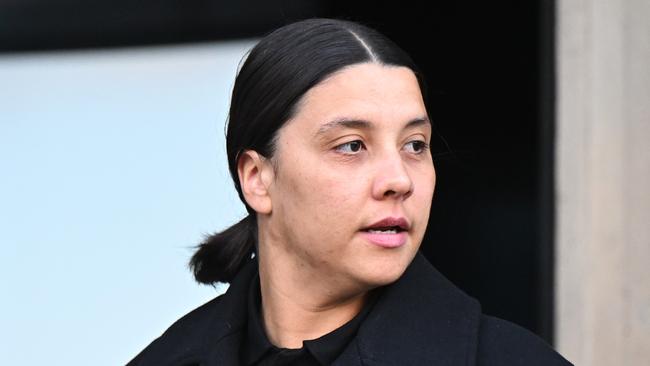 Sam Kerr leaves Kingston Crown Court. (Photo by Leon Neal/Getty Images)