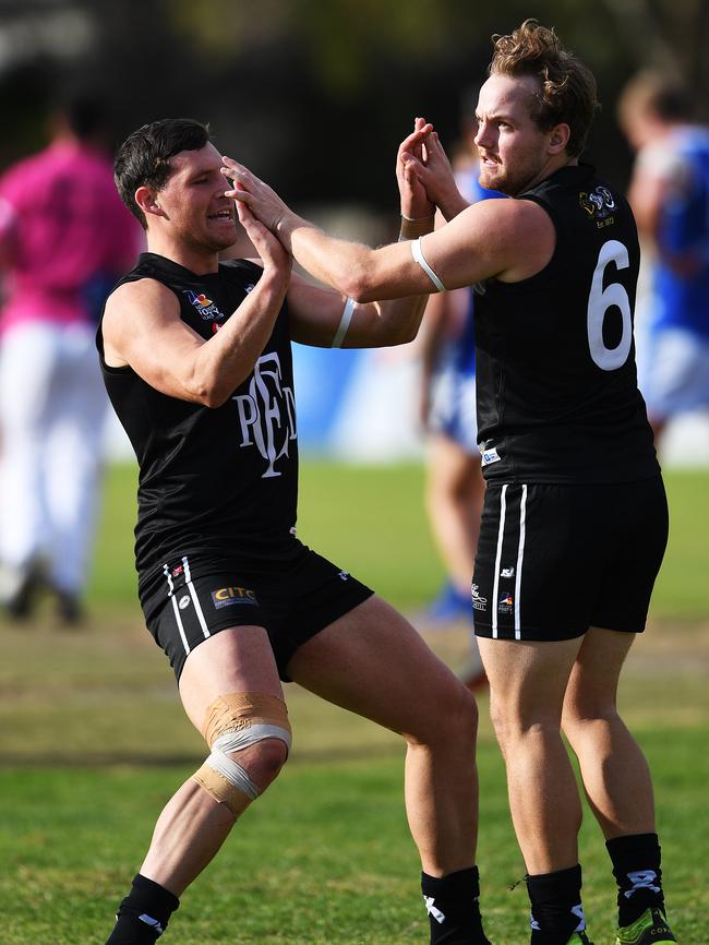 Port District’s James Batty (right), pictured earlier this season. Picture: AAP/Mark Brake