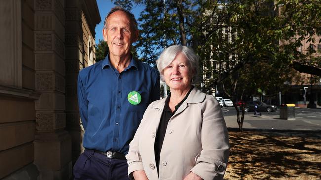 Former leaders of the federal Greens Bob Brown and Christine Milne. Picture: Nikki Davis-Jones