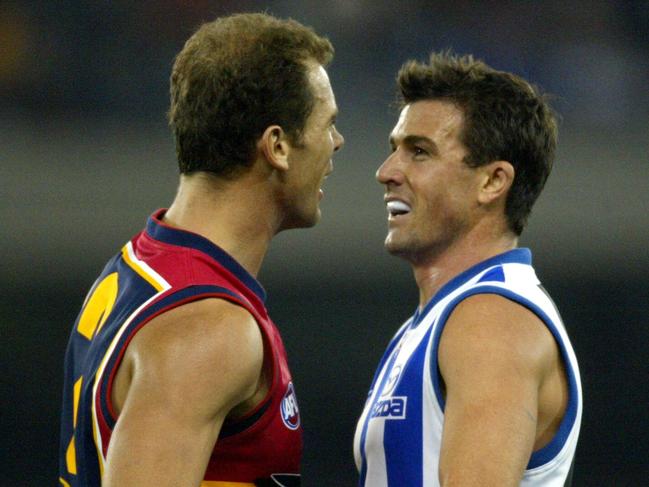 Wayne Carey and Anthony Stevens. Picture: George Salpigtidis