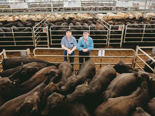 Leigh and John Drysdale of The Lily pastoral at Yarck were delighted with the prices on offer at the Yea calf sale. Picture: Chloe Smith