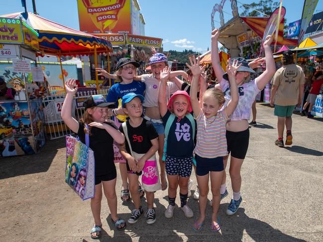 Lismore kids Callee, Mia, Willow, Hannah, Lilly, Maddie, Lilah and Thea having a blast at the 2023 Lismore Show.