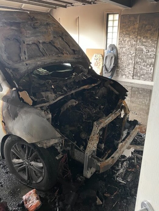 Anne-Maree Johnston’s car suddenly caught fire in her garage.