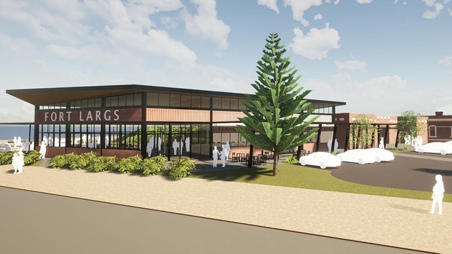 The proposed cafe and retail building at the entrance of a redeveloped Fort Largs at Taperoo. Work is expected to start in the middle of the year.