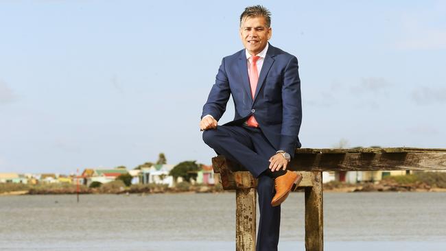 Property mogul Intaj Khan pictured at Campbells Cove beach in Werribee South. Picture: Mark Wilson